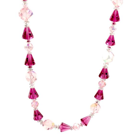 Vintage Vendome 1950a Pink Crystal Necklace | Signed Mid-Century Glam Jewelry - Picture 2 of 7
